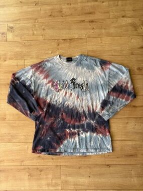 Teddy Fresh Tie Dye Long Sleeve Tee Graphic Logo Streetwear Skater L Cotton